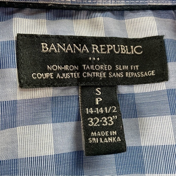 Banana Republic Blue Gingham Western Button Down Shirt Size M-L W, S Mens Cotton - Picture 7 of 11